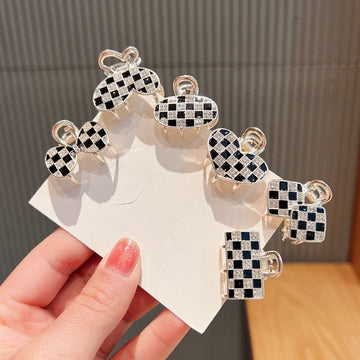Mini Checkerboard Rhinestone Hair Claw Clip