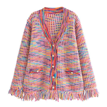 Designed Colorful Knitting Cardigan Sweaters
