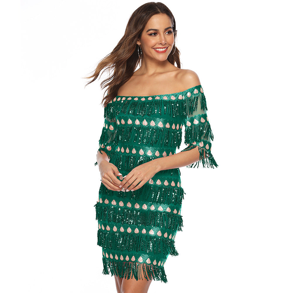 Sexy Off The Shoulder Sequins Party Dresses-Party Dresses-Free Shipping at meselling99