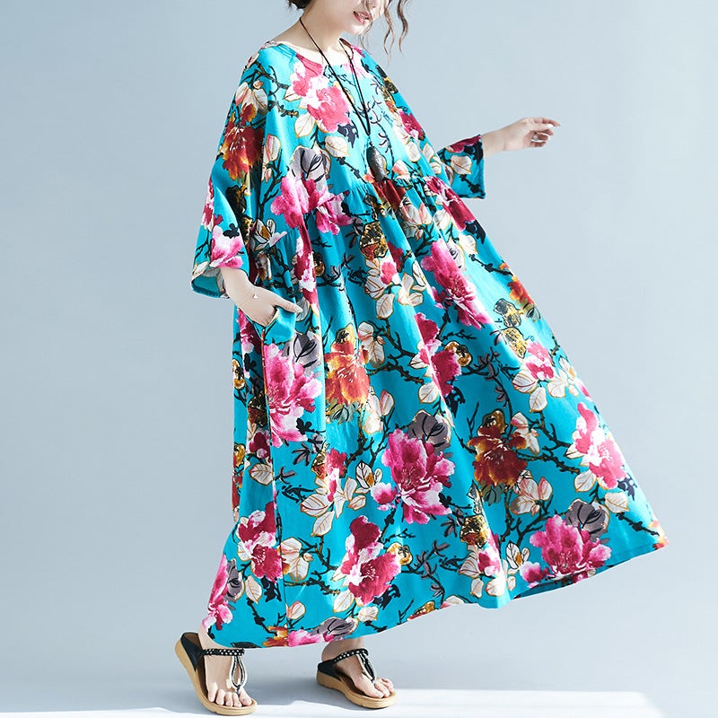 Women Plus Sizes Long Dresses-Dresses-Sky Blue-One Size-Free Shipping at meselling99