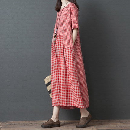 Vintage Plus Sizes Linen Long Dresses-Dresses-Free Shipping at meselling99