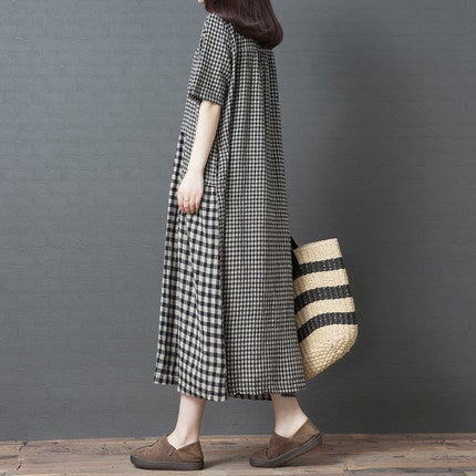Vintage Plus Sizes Linen Long Dresses-Dresses-Free Shipping at meselling99