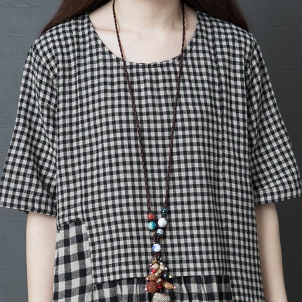Vintage Plus Sizes Linen Long Dresses-Dresses-Free Shipping at meselling99