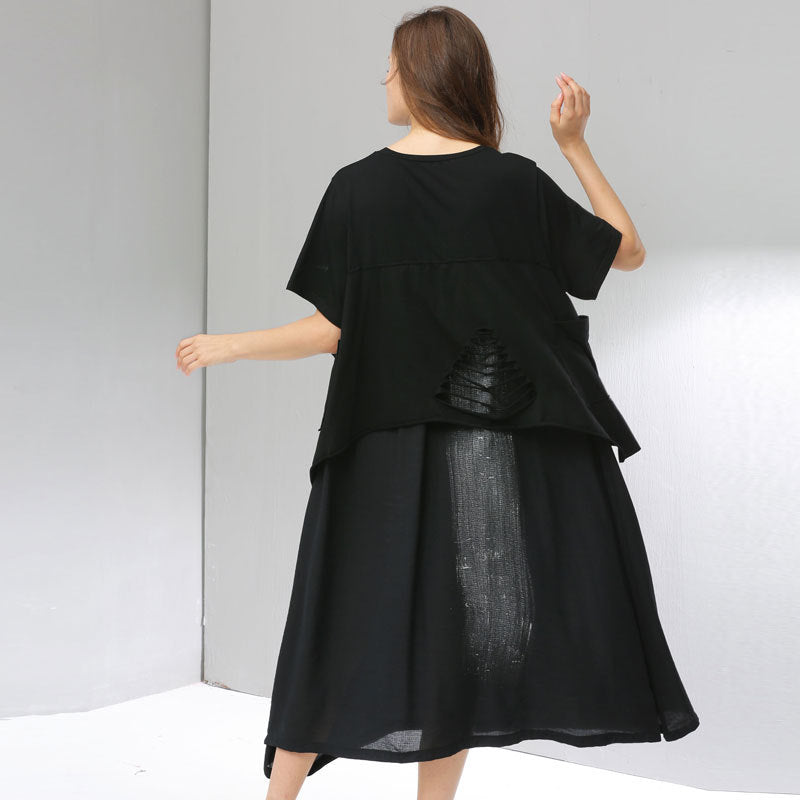 Summer Women Plus Sizes Black Long Cozy Dresses-Dresses-Black-One Size-Free Shipping at meselling99