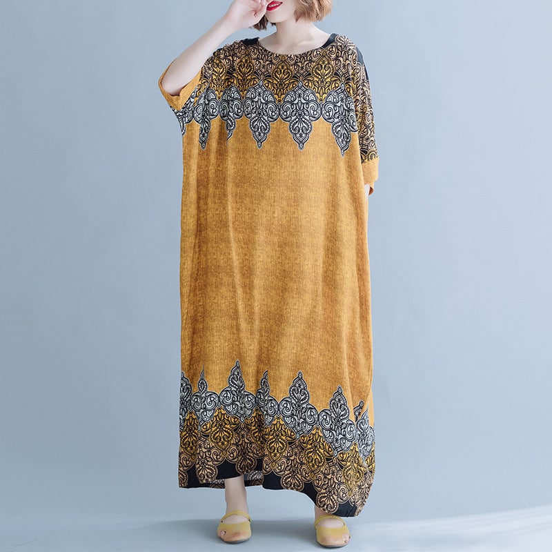 Vintage Cozy Plus Sizes Long Maxi Dresses-Dresses-Yellow-One Size-Free Shipping at meselling99