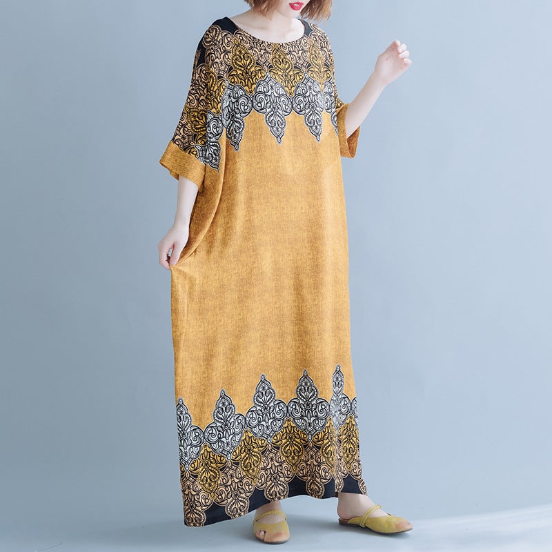 Vintage Cozy Plus Sizes Long Maxi Dresses-Dresses-Yellow-One Size-Free Shipping at meselling99