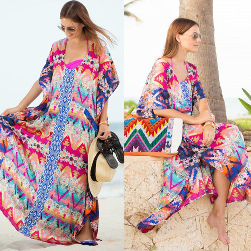 Summer Chiffon Floral Print Beach Bikini Cover Ups