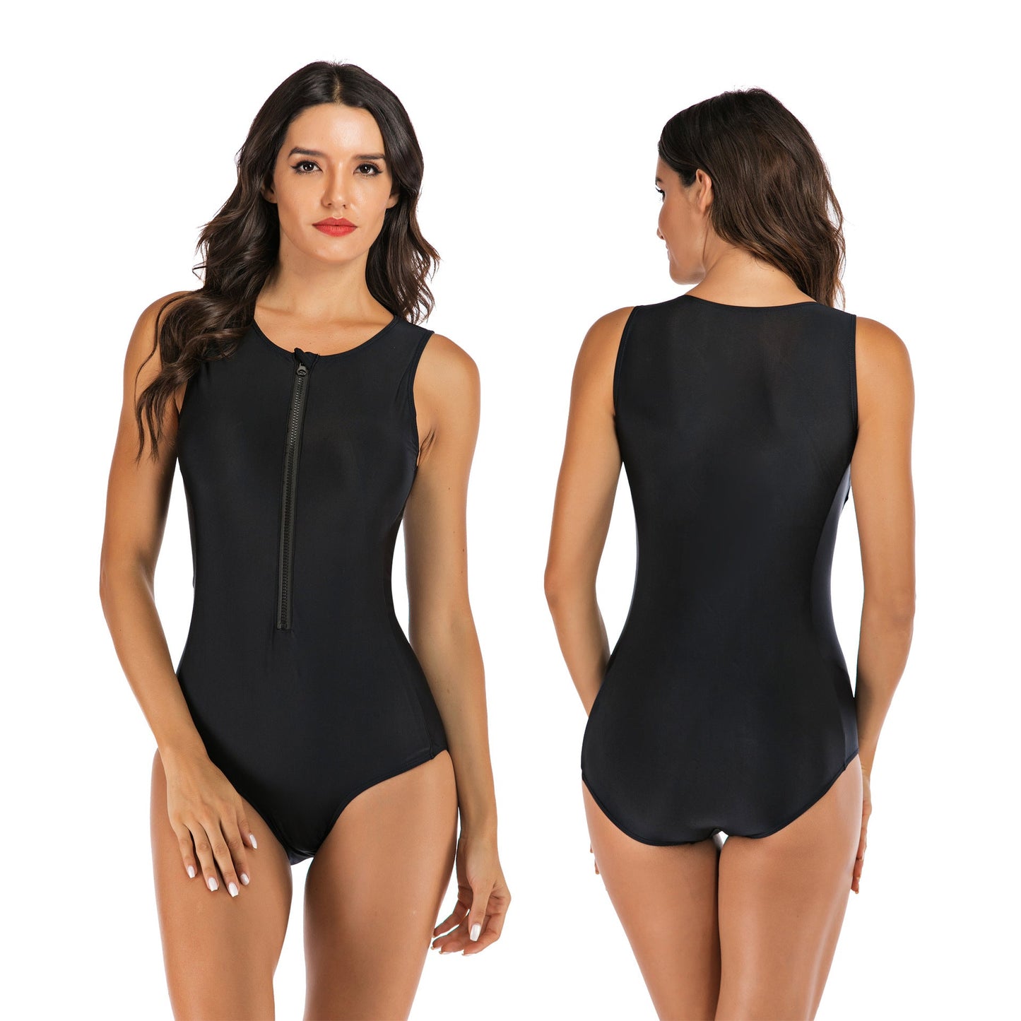 Black Sleeves Women One Piece Swimsuits