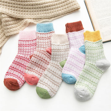 Print Breathable Striped Absorb Sweat Sock(A Set Of Five Pairs)