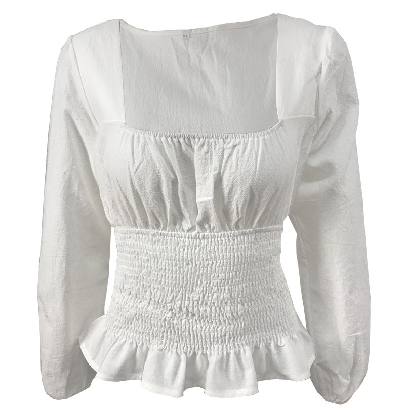 Fashion Square Neckline Long Sleeves T Shirts for Women