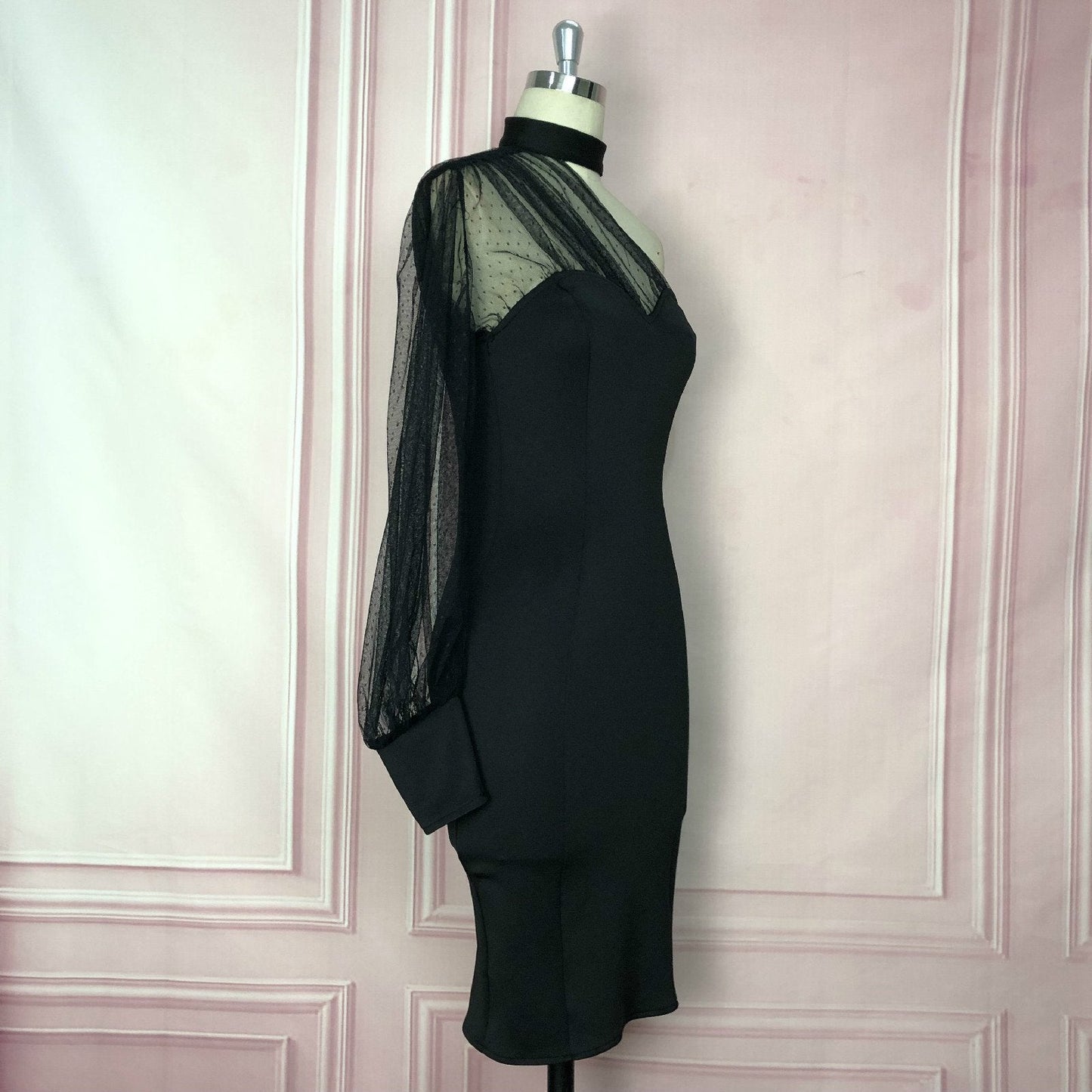 Black See Through Net High Waist Bodycon Dresses-Sexy Dresses-Free Shipping at meselling99