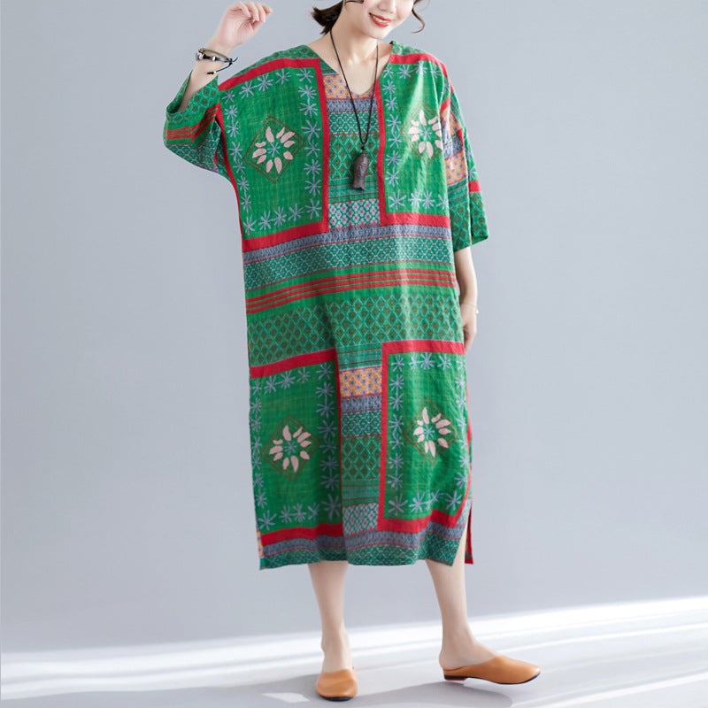Ethnic Summer Linen Plus Sizes Dresses-Dresses-Free Shipping at meselling99
