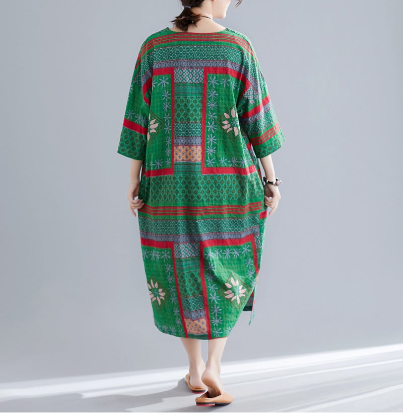 Ethnic Summer Linen Plus Sizes Dresses-Dresses-Free Shipping at meselling99