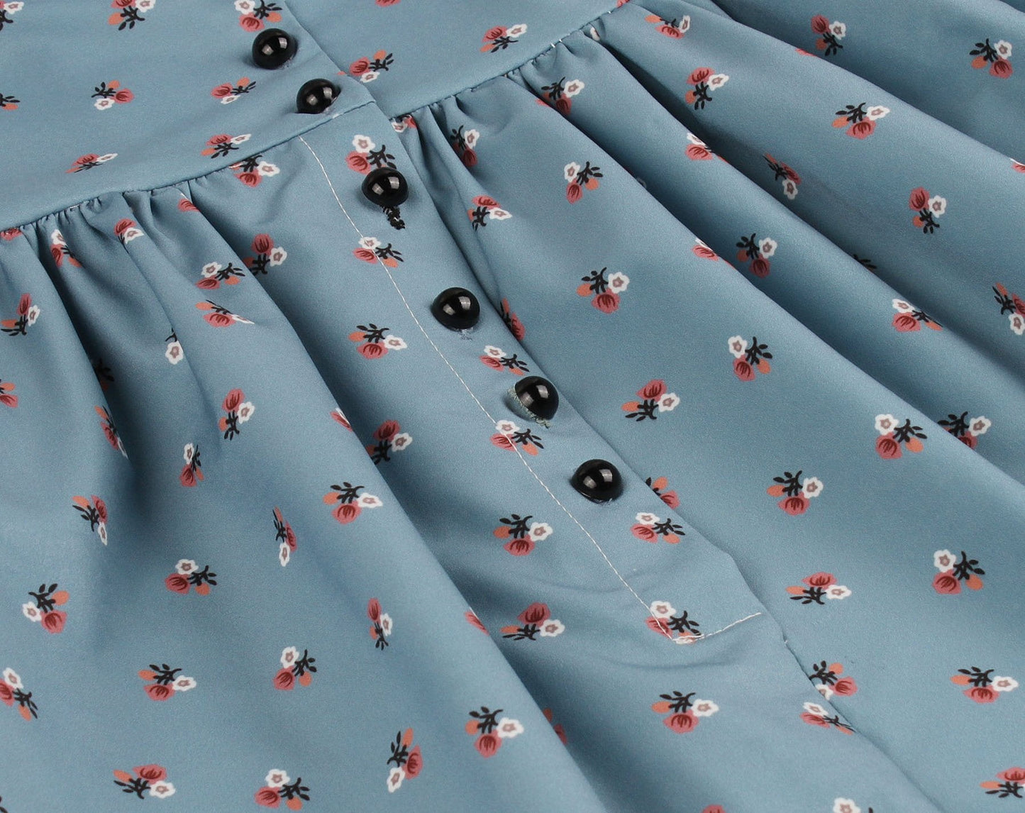 Women V Neck Floral Print High Waist Vintage Dresses with Button-Vintage Dresses-Free Shipping at meselling99
