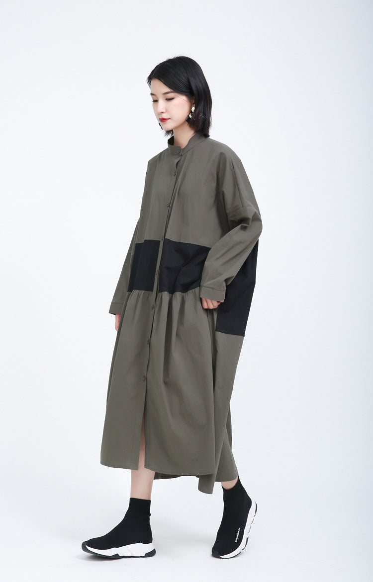 Women Causal Linen Contrast Long Cozy Fall Dresses-Cozy Dresses-Free Shipping at meselling99