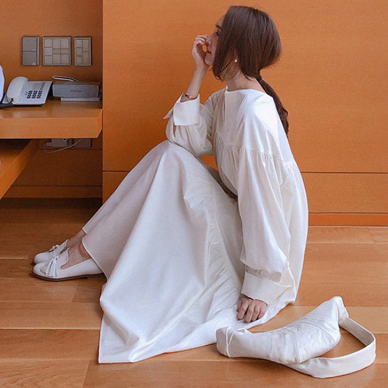 Irregular Long Sleeves Women Ruffled Long Dresses-Cozy Dresses-Free Shipping at meselling99
