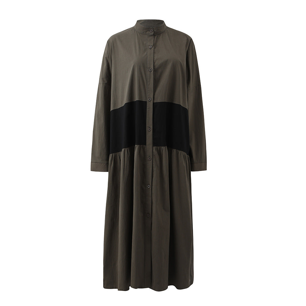 Women Causal Linen Contrast Long Cozy Fall Dresses-Cozy Dresses-Free Shipping at meselling99