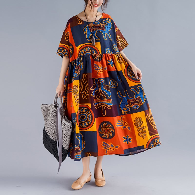 Summer Plus Sizes Print Long Maxi Dresses-Dresses-The same as picture-One Size-Free Shipping at meselling99