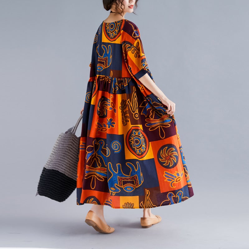 Summer Plus Sizes Print Long Maxi Dresses-Dresses-The same as picture-One Size-Free Shipping at meselling99