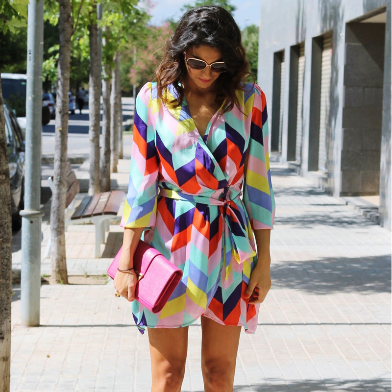 Casual Rainbow Colored Summer Holiday Daily Dresses