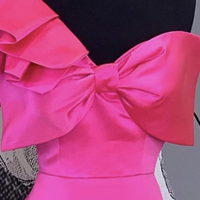 Rose Red One Shoudler Bowknot Plus Sizes Evening Dresses-Sexy Dresses-Free Shipping at meselling99