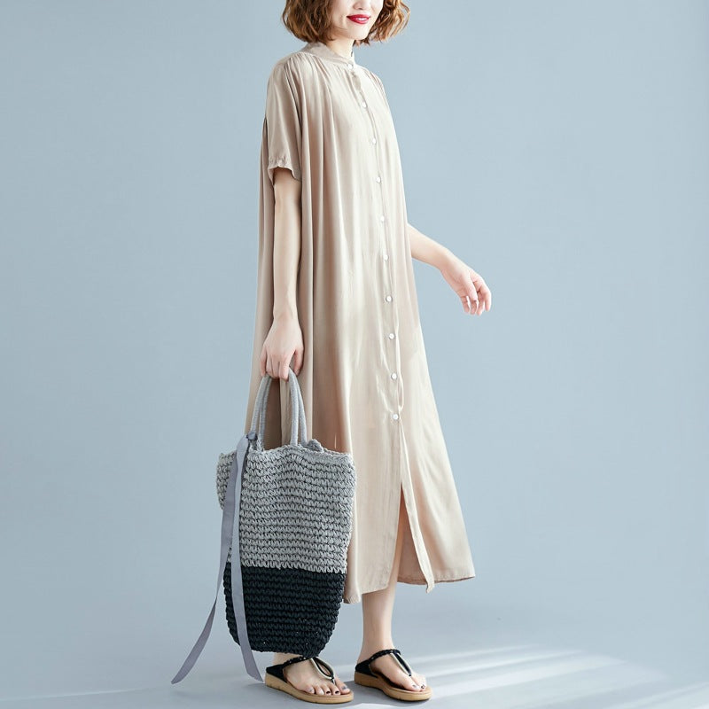 Simple Design Summer Plus Sizes Long Shirt Dresses-Dresses-Free Shipping at meselling99