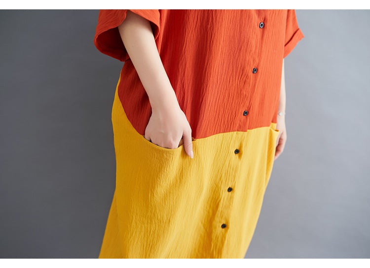 Summer Casual Linen Plus Sizes Midi Shirt Dresses-Dresses-Free Shipping at meselling99