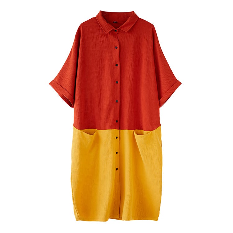 Summer Casual Linen Plus Sizes Midi Shirt Dresses-Dresses-Free Shipping at meselling99