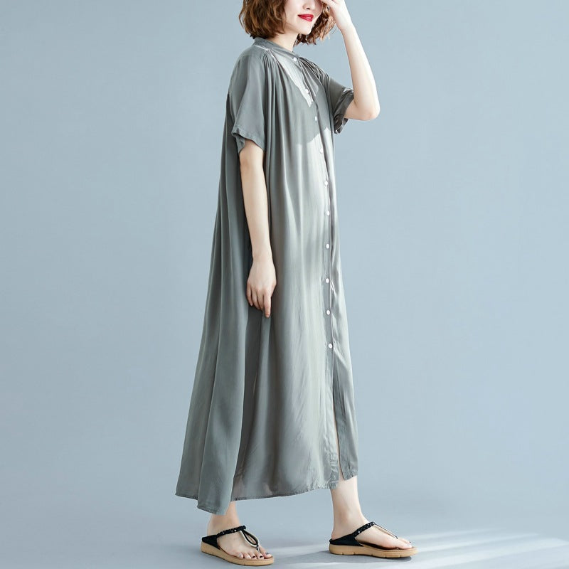 Simple Design Summer Plus Sizes Long Shirt Dresses-Dresses-Free Shipping at meselling99