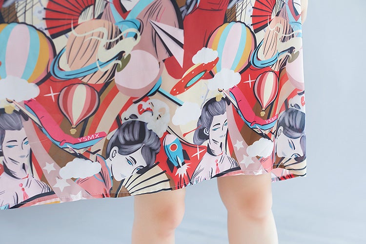 Summer 3D Face Print Chiffon Plus Sizes Short Dresses-Dresses-The same as picture-One Size-Free Shipping at meselling99
