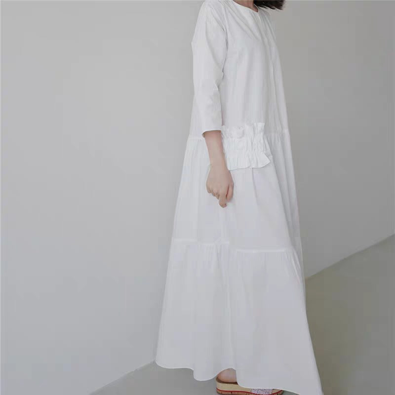Casual Ruffled Women Long Shirt Dresses-Dresses-Free Shipping at meselling99