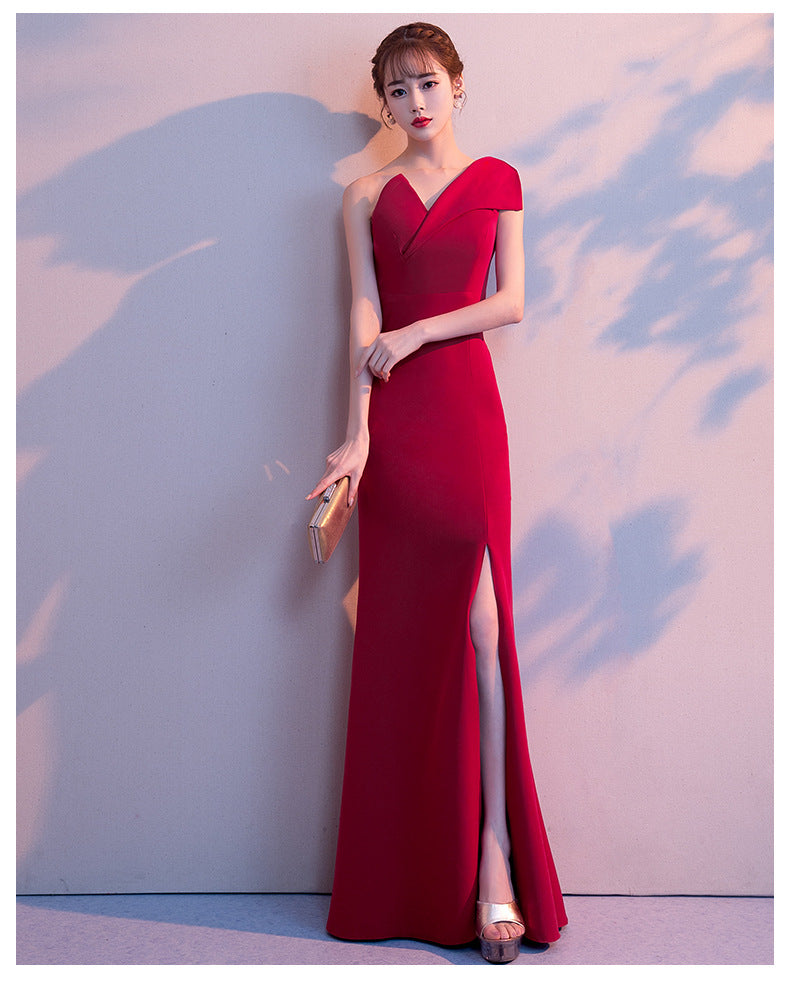 Sexy One Shoulder Evening Party Dresses-Dresses-Free Shipping at meselling99