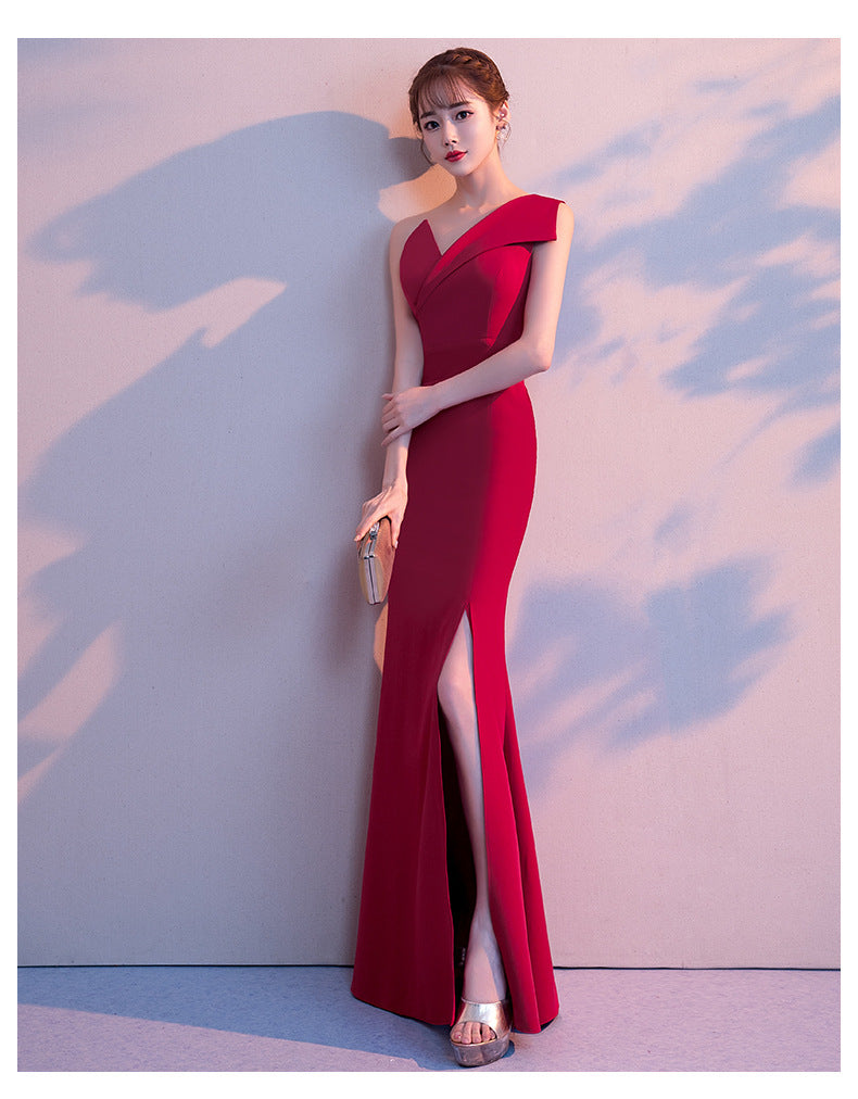Sexy One Shoulder Evening Party Dresses-Dresses-Red-S-Free Shipping at meselling99