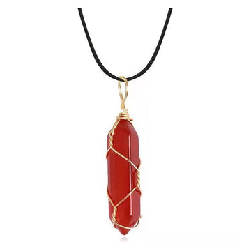 Copper Wire Hexagonal Prism Pendant Necklace