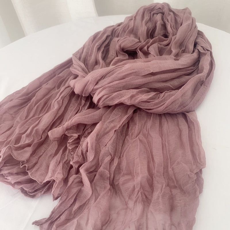 New Mini-Twist Candy-Colored Crinkle Scarf 2pcs/Set