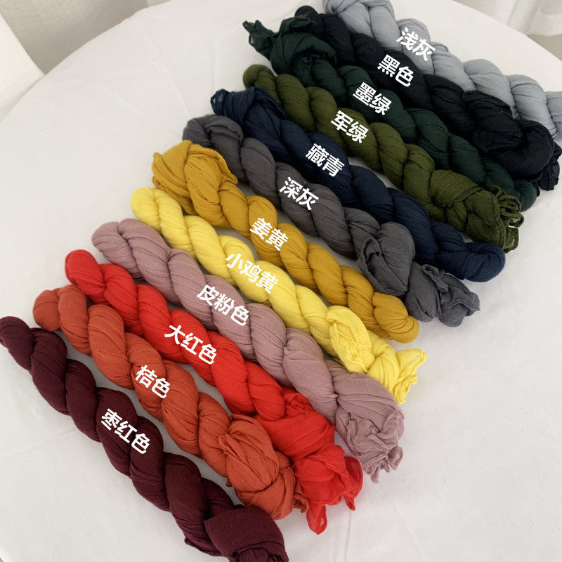 New Mini-Twist Candy-Colored Crinkle Scarf 2pcs/Set