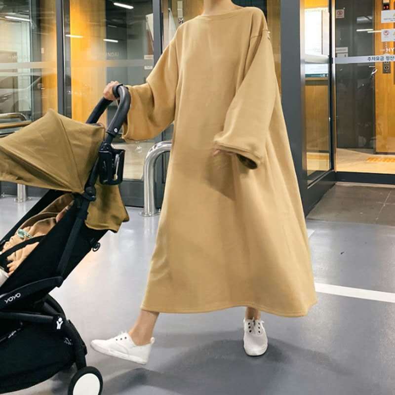 Casual Loose Pullover Long Hoodies Dresses-Cozy Dresses-Free Shipping at meselling99