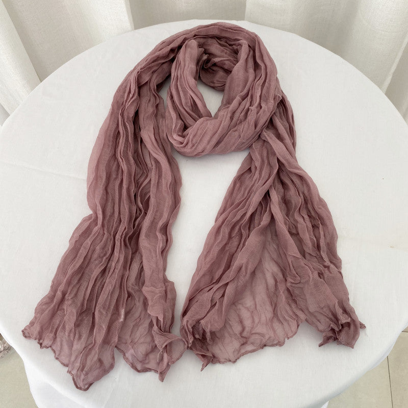 New Mini-Twist Candy-Colored Crinkle Scarf 2pcs/Set