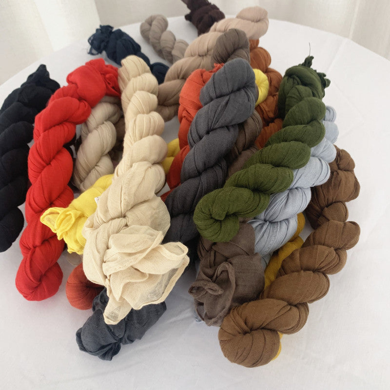 New Mini-Twist Candy-Colored Crinkle Scarf 2pcs/Set