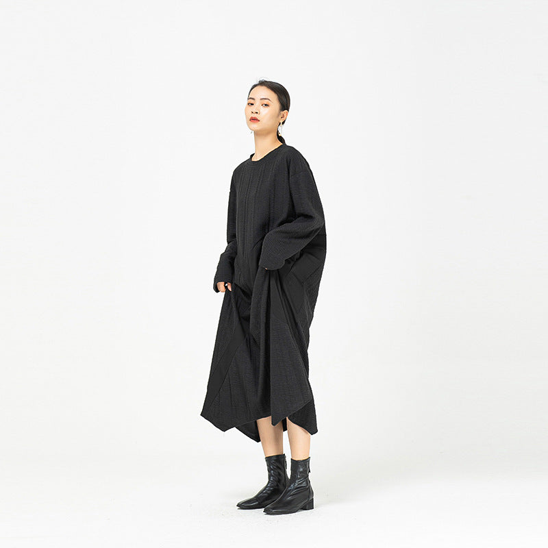 Black Irregular Women Winter Long Dresses-Cozy Dresses-Black-One Size-Free Shipping at meselling99