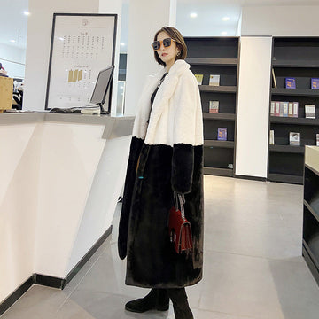 Women Winter Long Plus-Size Faux Rabbit Fur Coat