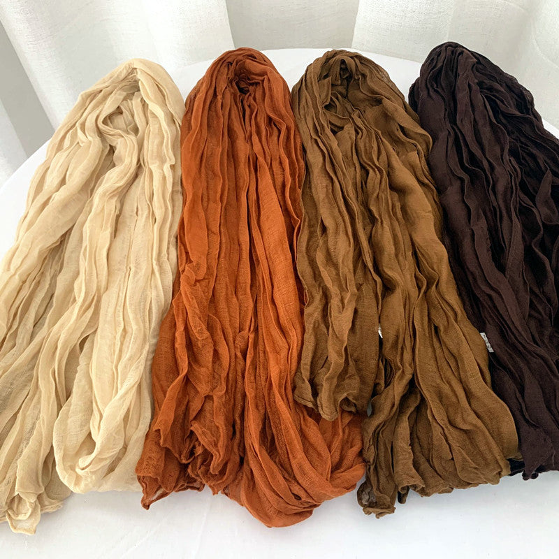 New Mini-Twist Candy-Colored Crinkle Scarf 2pcs/Set