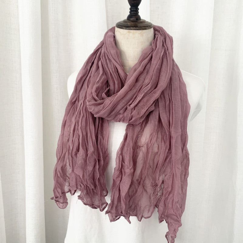 New Mini-Twist Candy-Colored Crinkle Scarf 2pcs/Set