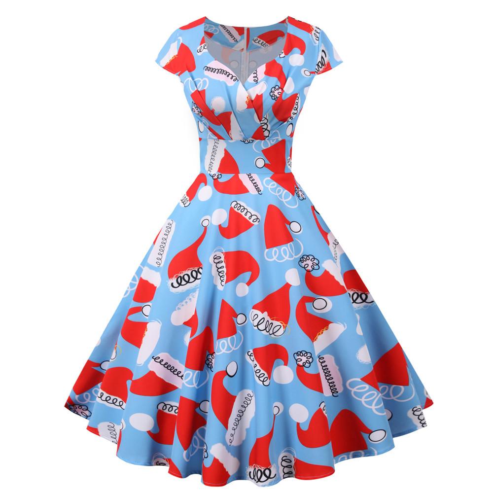 Merry Christmas Short Sleeves Dresses-Dresses-JY14953-S-Free Shipping at meselling99