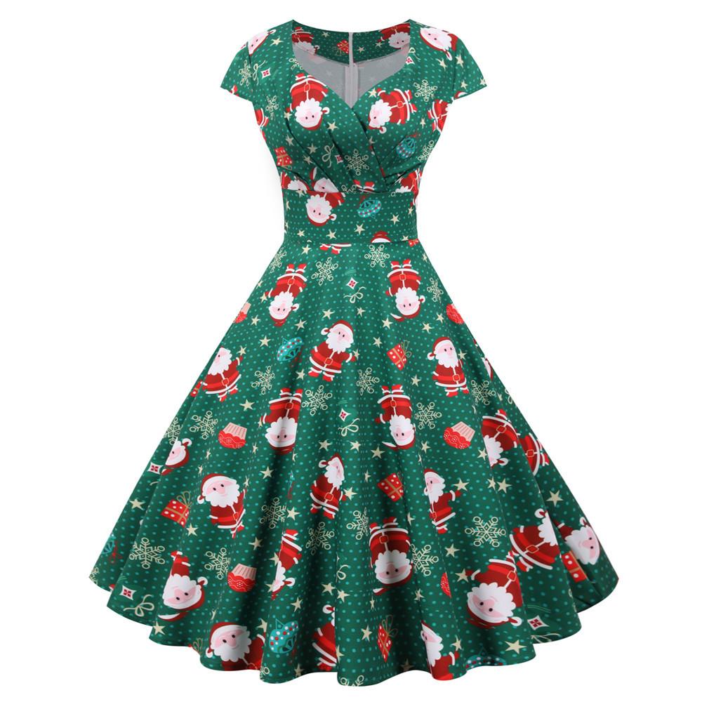 Merry Christmas Short Sleeves Dresses-Dresses-JY14954-S-Free Shipping at meselling99