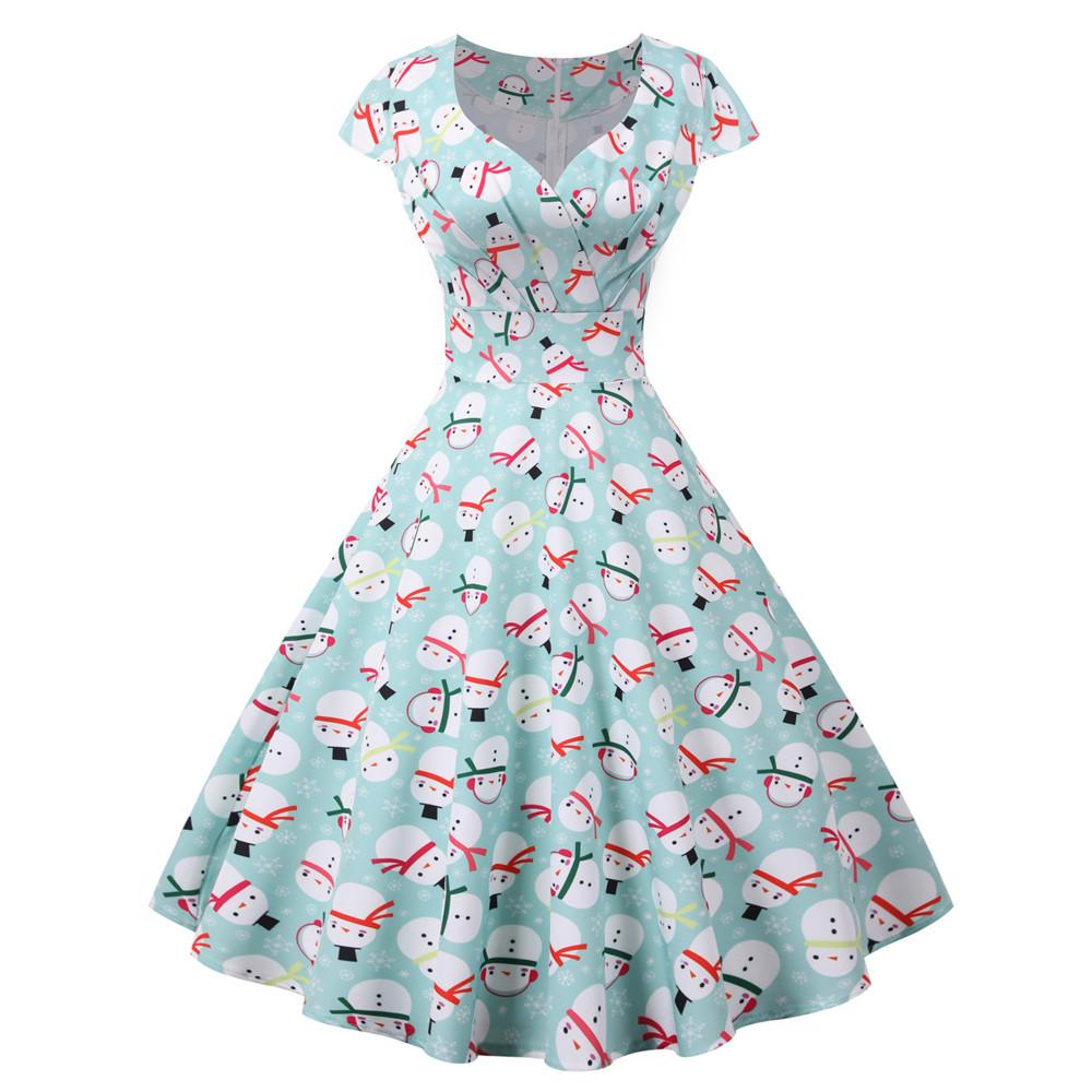 Merry Christmas Short Sleeves Dresses-Dresses-JY14957-S-Free Shipping at meselling99