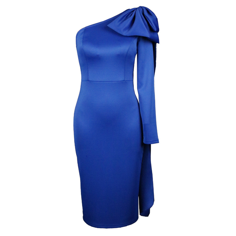 Sexy Backless Bow Design One Shoulder Women Party Dresses-Dresses-Free Shipping at meselling99