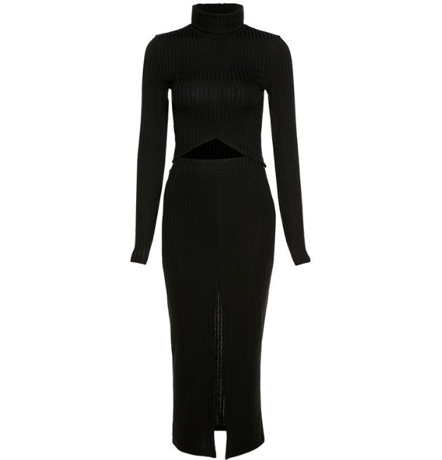 Sexy Long Sleeve Shirts+ High Waist Skirt Suits-Sexy Dresses-Free Shipping at meselling99