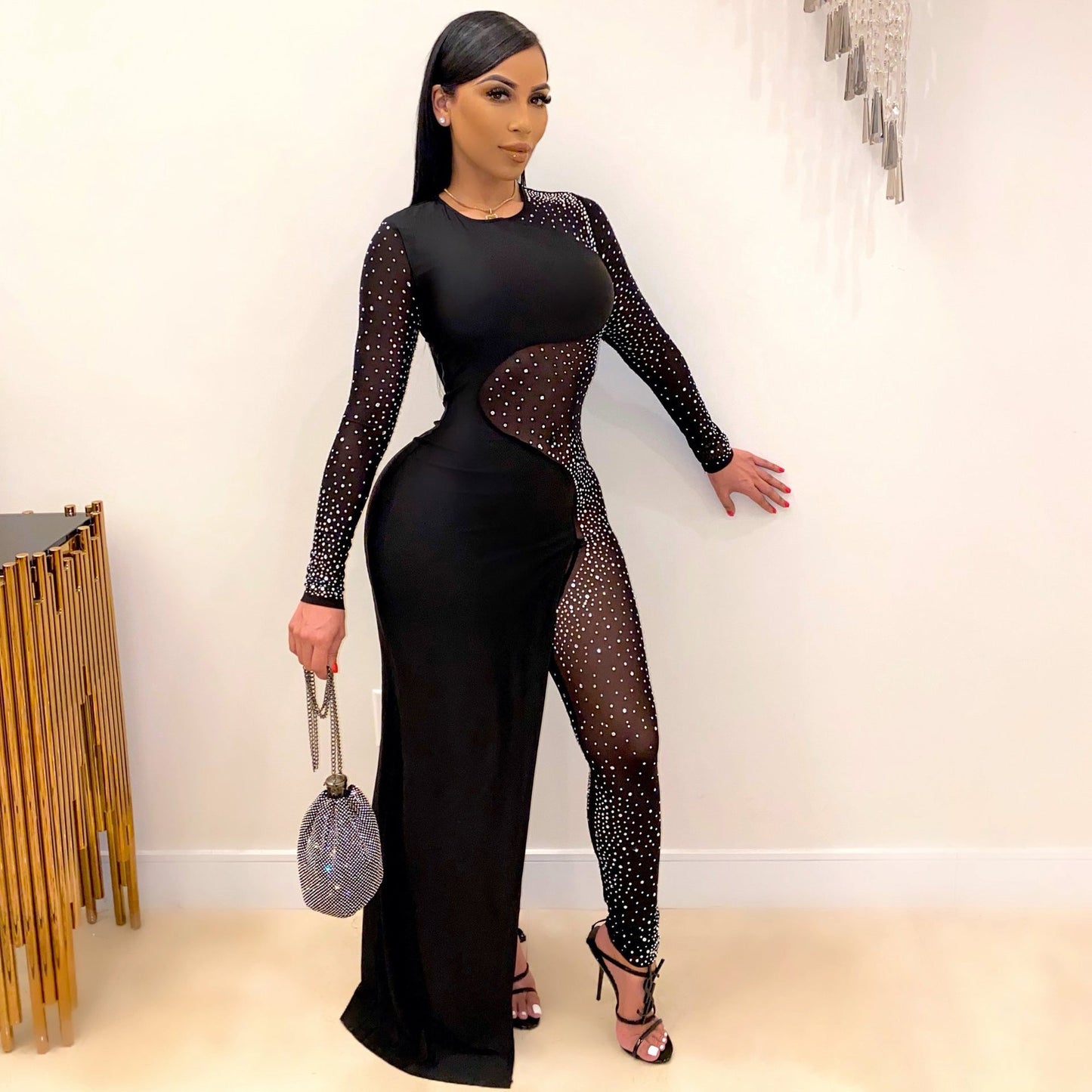 Sexy See Through Rhinestone Night Club Suits-Sexy Party Dresses-Free Shipping at meselling99