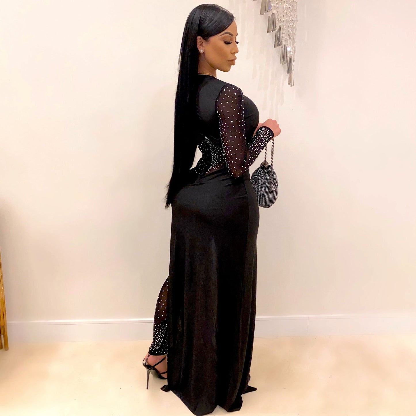 Sexy See Through Rhinestone Night Club Suits-Sexy Party Dresses-Free Shipping at meselling99